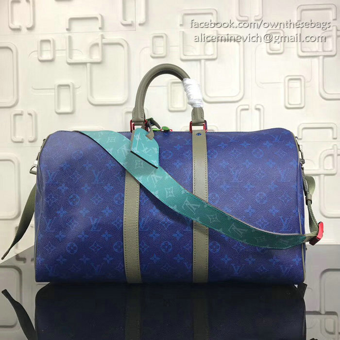 Louis Vuitton Monogram Canvas Keepall Bandouliere 45 Blue M43858