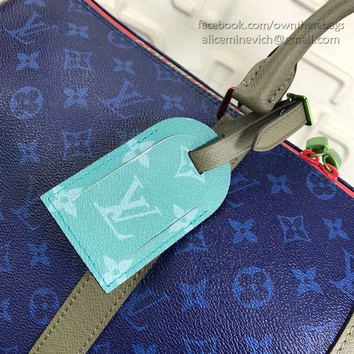 Louis Vuitton Monogram Canvas Keepall Bandouliere 45 Blue M43858