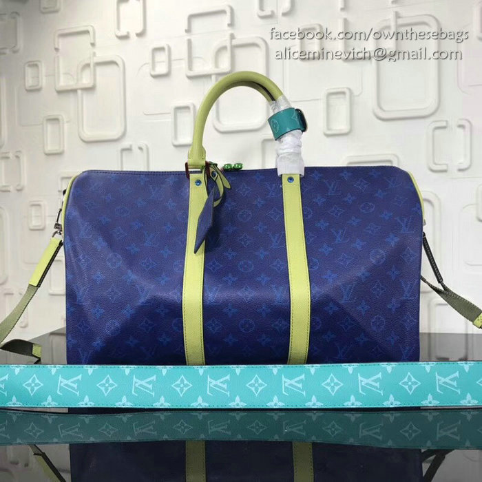 Louis Vuitton Keepall Bandouliere 45 Blue with Yellow Handle M43858