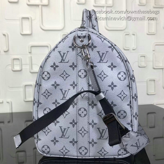 Louis Vuitton Monogram Canvas Keepall Bandouliere 45 Silver M43858