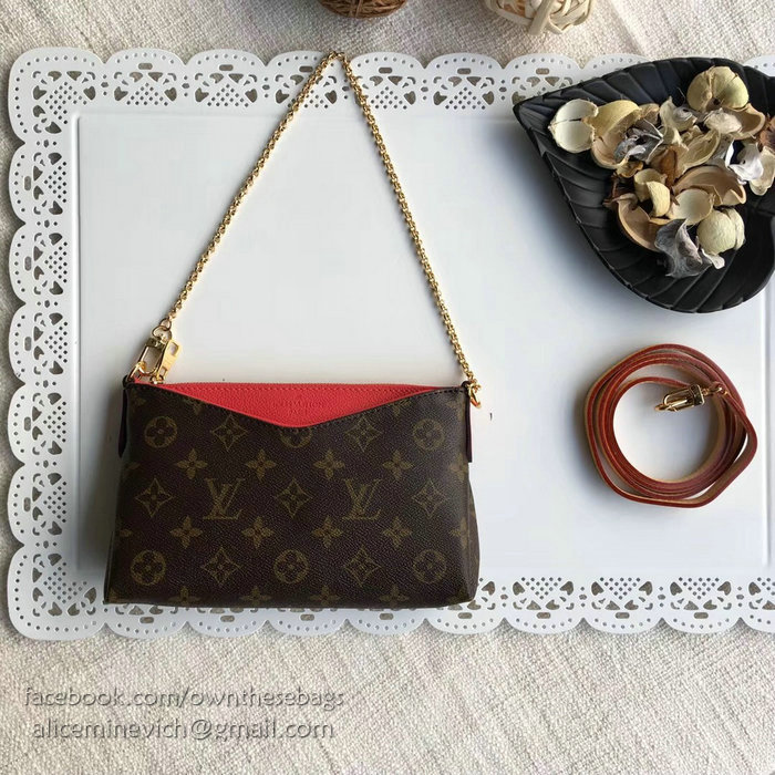 Louis Vuitton Monogram Canvas Pallas Clutch Red M41638