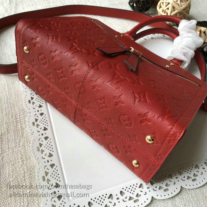 Louis Vuitton Monogram Empreinte Zipped Handbag PM Red M54196