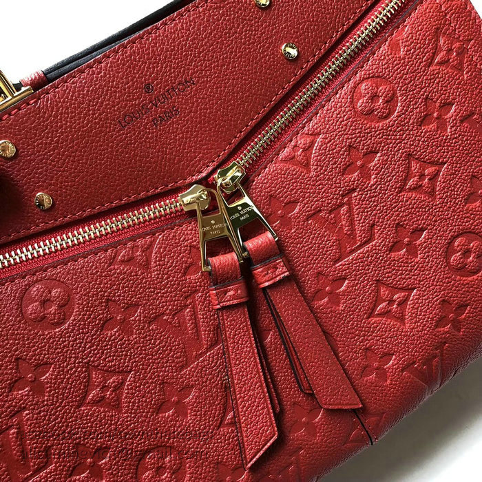 Louis Vuitton Monogram Empreinte Zipped Handbag PM Red M54196