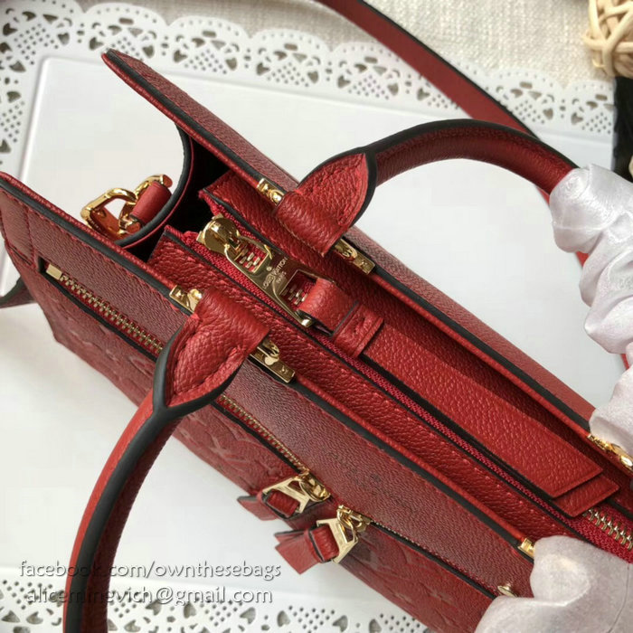 Louis Vuitton Monogram Empreinte Zipped Handbag PM Red M54196