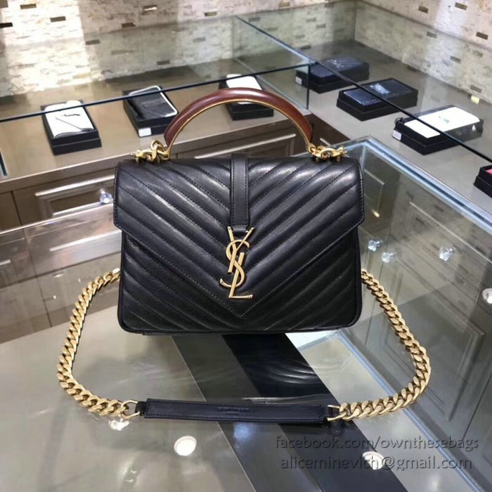 Saint Laurent Calfskin Shoulder Bag Black 428056