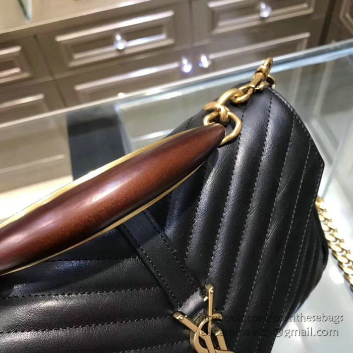 Saint Laurent Calfskin Shoulder Bag Black 428056