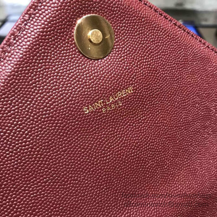 Saint Laurent Large Grained Matelasse Shoulder Bag Burgundy 396910