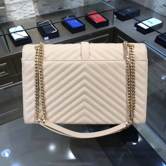 Saint Laurent Large Grained Matelasse Shoulder Bag Off-white 396910