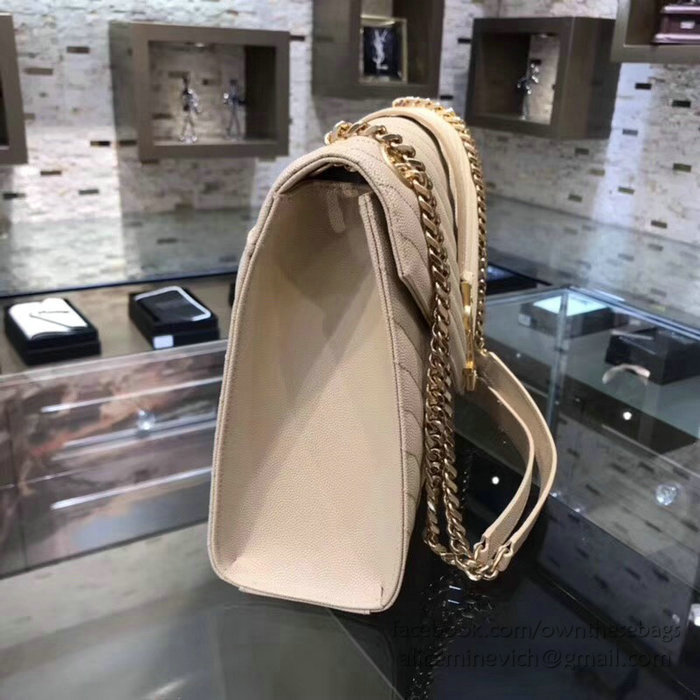 Saint Laurent Large Grained Matelasse Shoulder Bag Off-white 396910