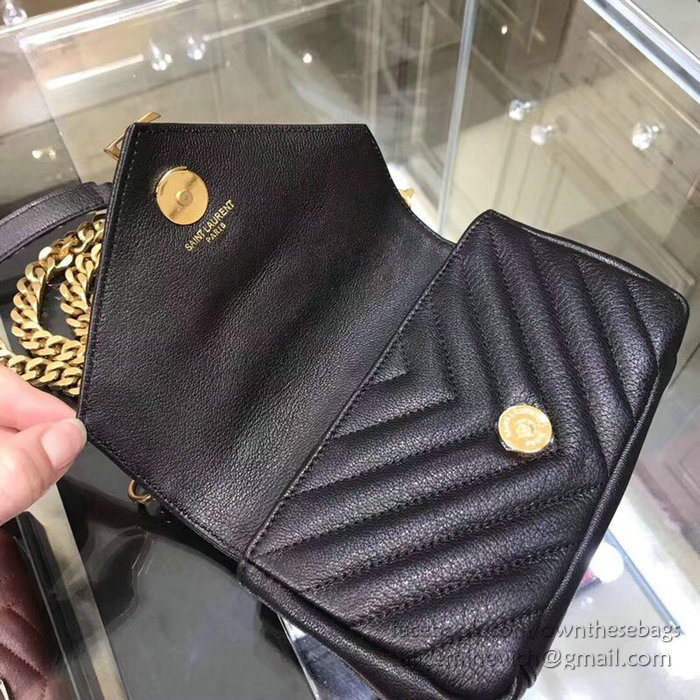 Saint Laurent Matelasse Chain Wallet Black with Gold hardware 438492