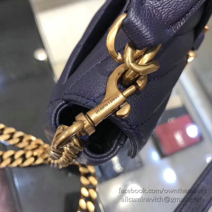 Saint Laurent Matelasse Chain Wallet Blue with Gold hardware 438492