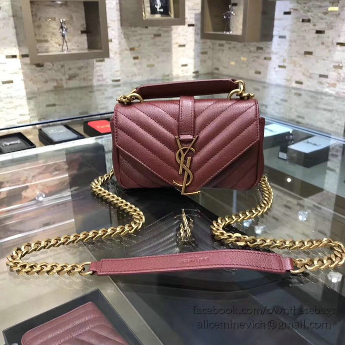 Saint Laurent Matelasse Chain Wallet Burgundy with Gold hardware 438492