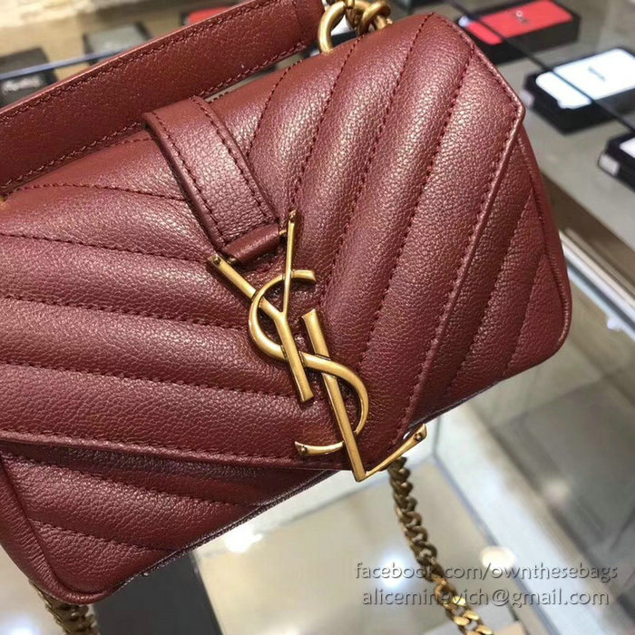 Saint Laurent Matelasse Chain Wallet Burgundy with Gold hardware 438492