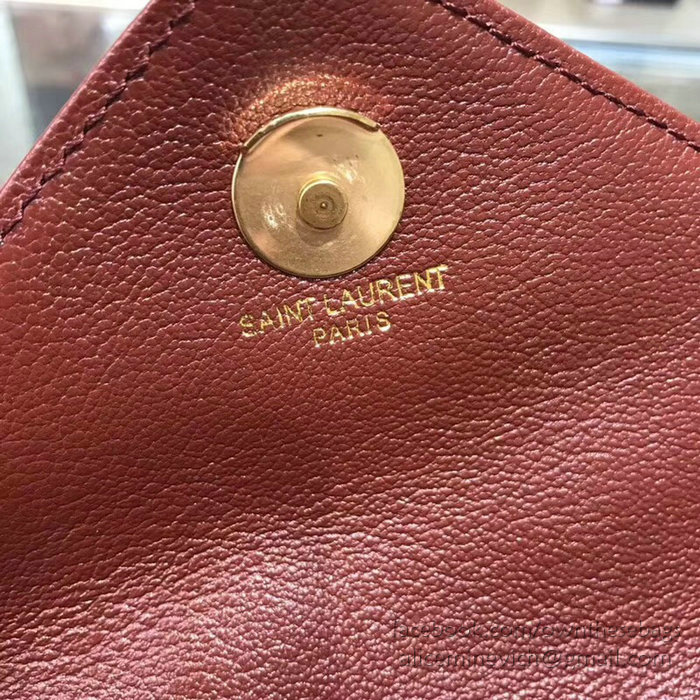 Saint Laurent Matelasse Chain Wallet Burgundy with Gold hardware 438492