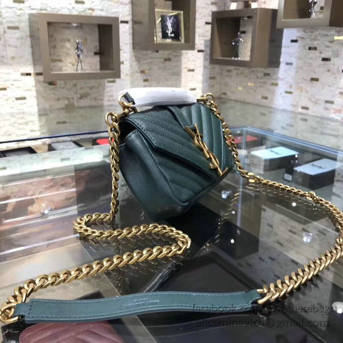 Saint Laurent Matelasse Chain Wallet Green with Gold hardware 438492