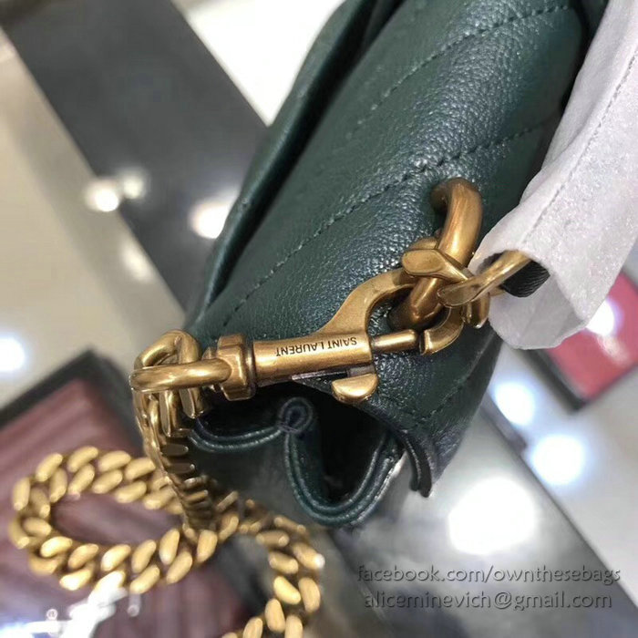 Saint Laurent Matelasse Chain Wallet Green with Gold hardware 438492