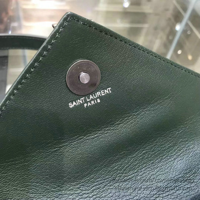 Saint Laurent Matelasse Chain Wallet Green with Silver hardware 438492