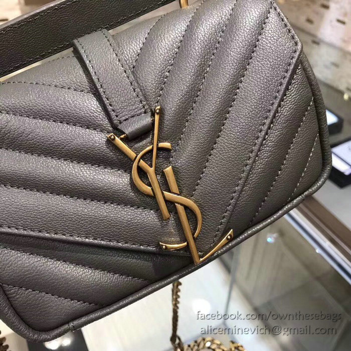 Saint Laurent Matelasse Chain Wallet Grey with Gold hardware 438492