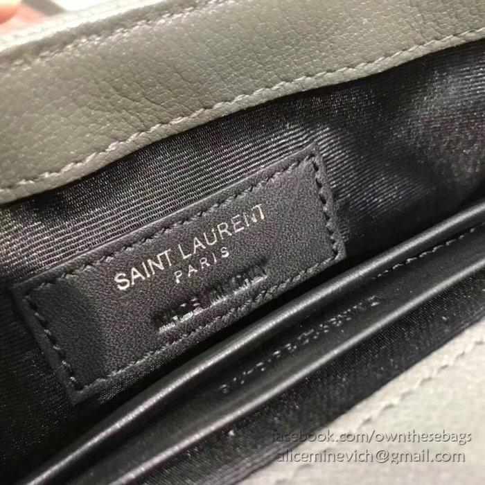 Saint Laurent Matelasse Chain Wallet Grey with Silver hardware 438492