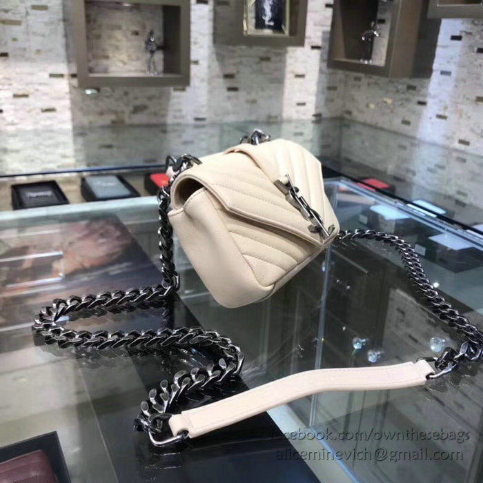 Saint Laurent Matelasse Chain Wallet Off-white with Silver hardware 438492