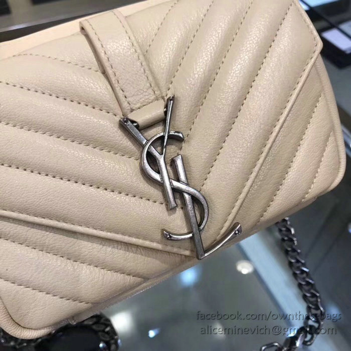 Saint Laurent Matelasse Chain Wallet Off-white with Silver hardware 438492