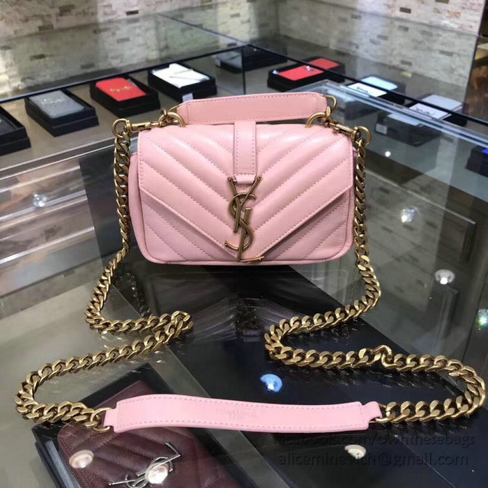 Saint Laurent Matelasse Chain Wallet Pink 438492