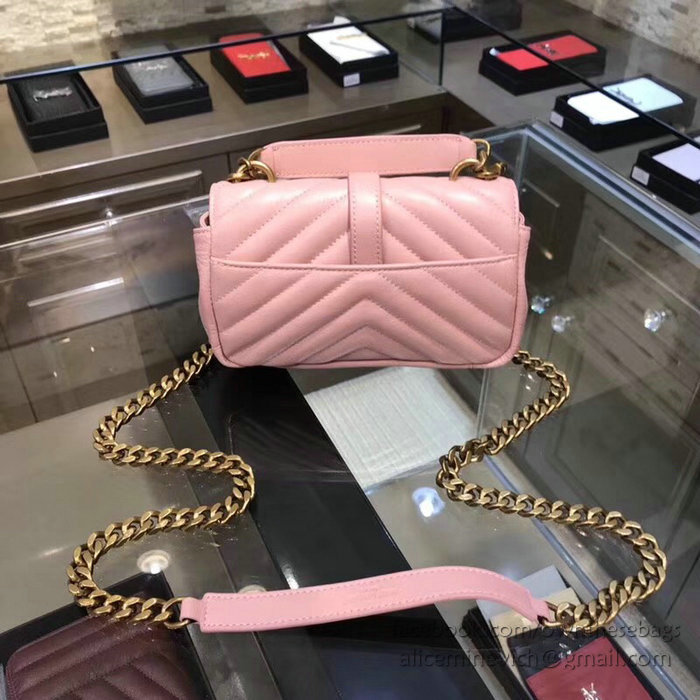 Saint Laurent Matelasse Chain Wallet Pink 438492