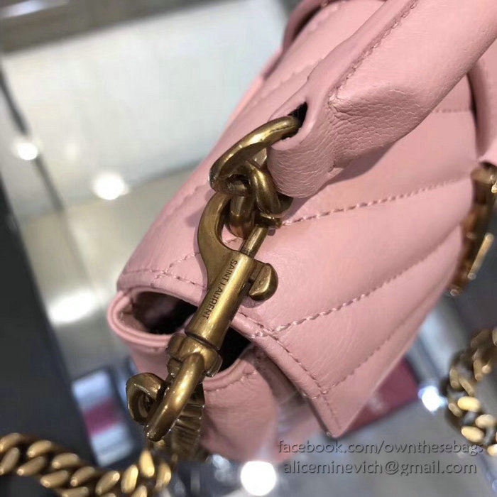 Saint Laurent Matelasse Chain Wallet Pink 438492