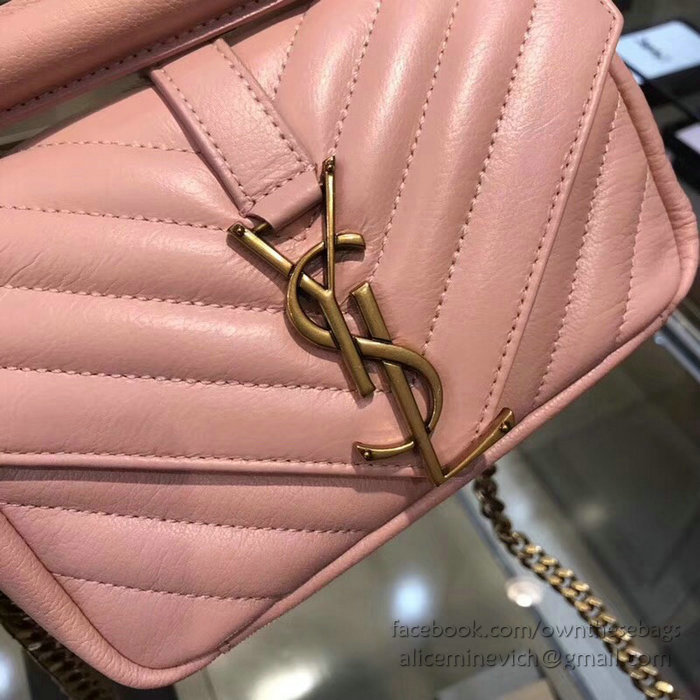 Saint Laurent Matelasse Chain Wallet Pink 438492