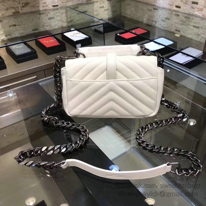 Saint Laurent Matelasse Chain Wallet White 438492