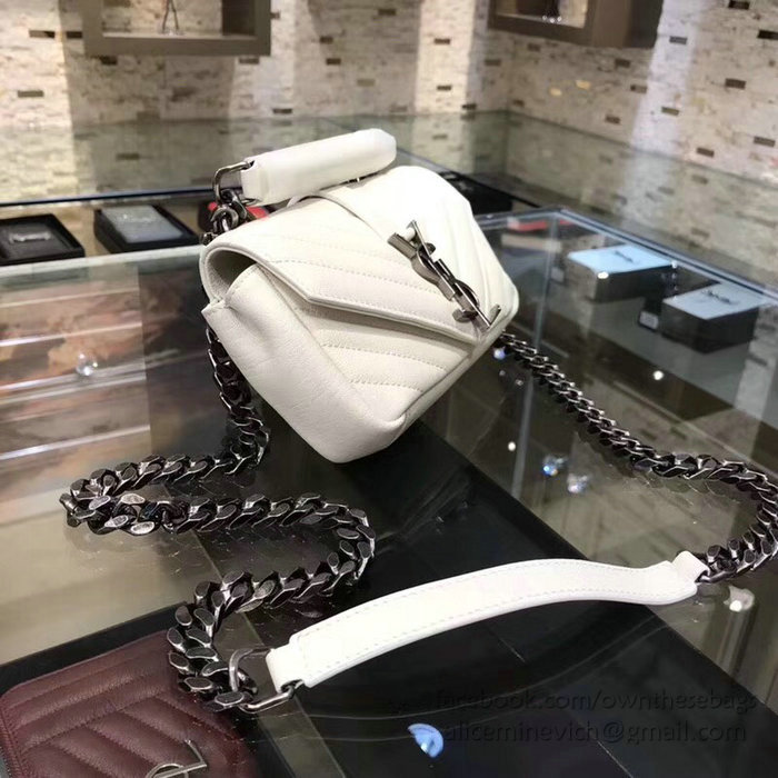 Saint Laurent Matelasse Chain Wallet White 438492