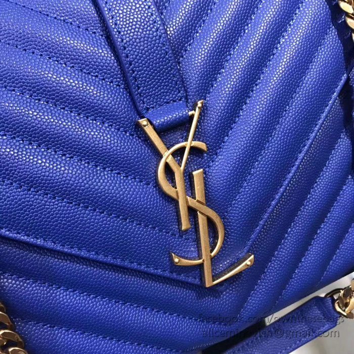 Saint Laurent Medium Grained Matelasse Shoulder Bag Blue 428134