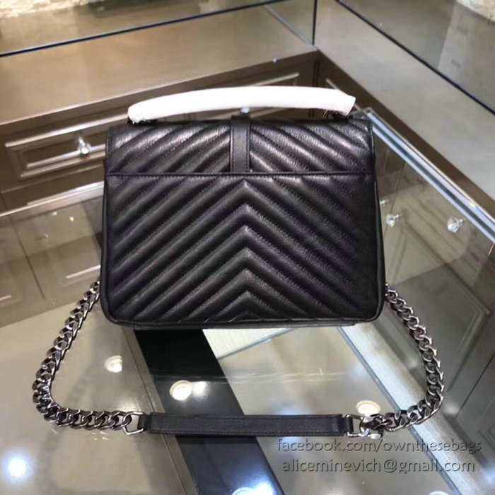 Saint Laurent Medium Matelasse Leather Shoulder Bag Black with Silver hardware 428056