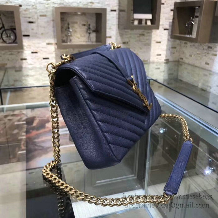 Saint Laurent Medium Matelasse Leather Shoulder Bag Blue with Gold hardware 428056