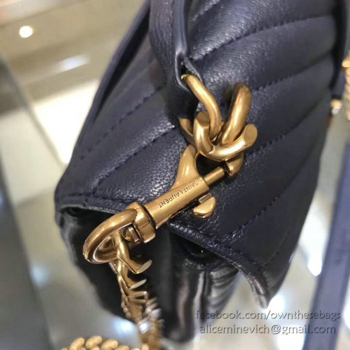 Saint Laurent Medium Matelasse Leather Shoulder Bag Blue with Gold hardware 428056