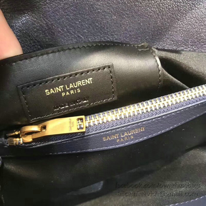 Saint Laurent Medium Matelasse Leather Shoulder Bag Blue with Gold hardware 428056