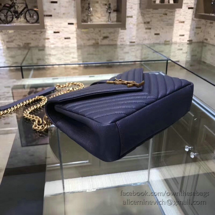 Saint Laurent Medium Matelasse Leather Shoulder Bag Blue with Gold hardware 428056