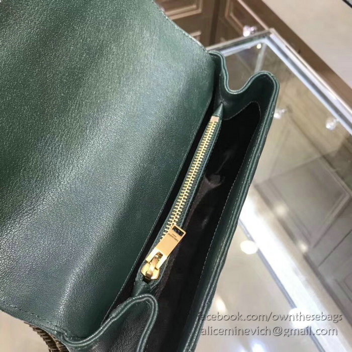 Saint Laurent Medium Matelasse Leather Shoulder Bag Green 428056