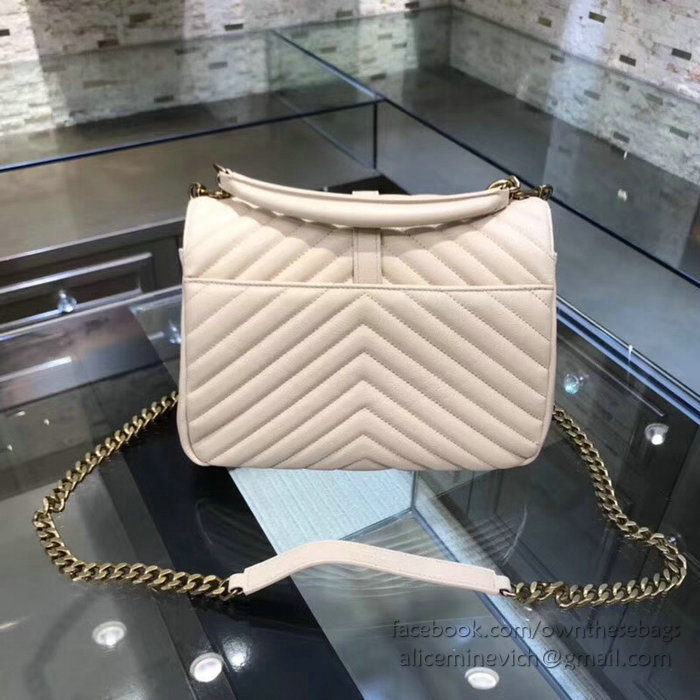 Saint Laurent Medium Matelasse Leather Shoulder Bag Off-white with Gold hardware 428056