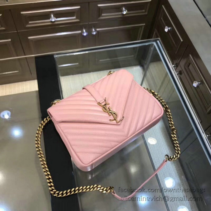 Saint Laurent Medium Matelasse Leather Shoulder Bag Pink 428056