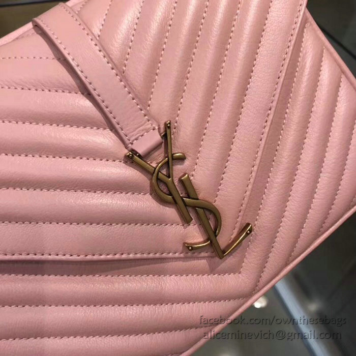 Saint Laurent Medium Matelasse Leather Shoulder Bag Pink 428056