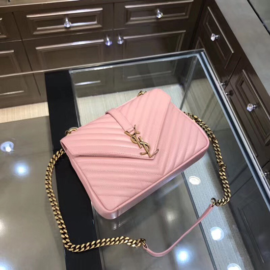 Saint Laurent Medium Matelasse Leather Shoulder Bag Pink 428056