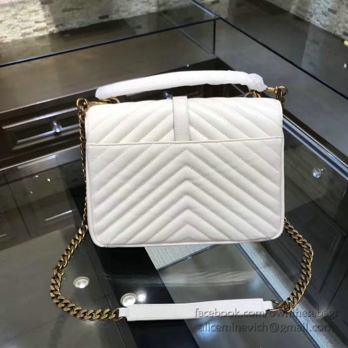 Saint Laurent Medium Matelasse Leather Shoulder Bag White 428056