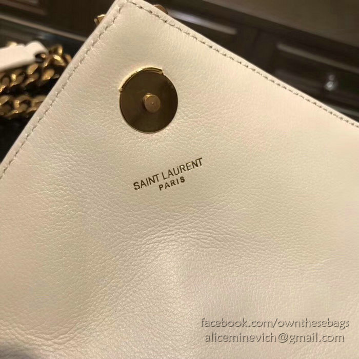 Saint Laurent Medium Matelasse Leather Shoulder Bag White 428056