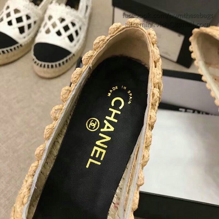 Chanel Fabric Espadrille Flat Beige & Black CH05081