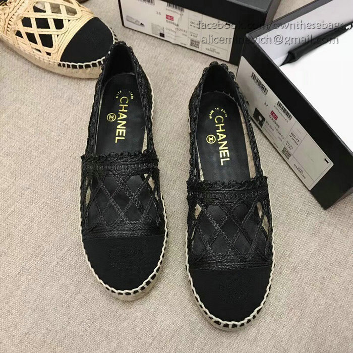 Chanel Fabric Espadrille Flat Black CH05081