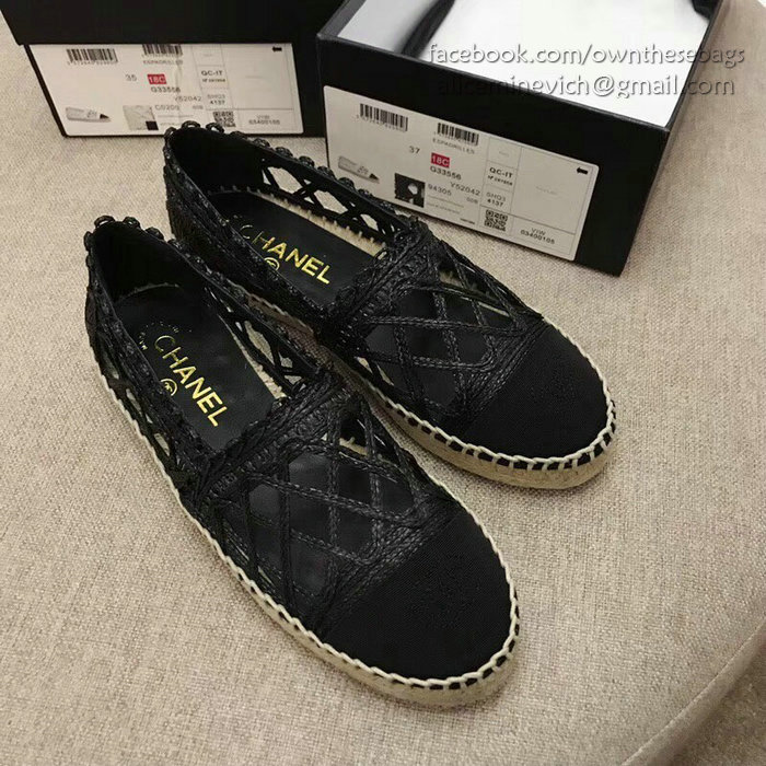 Chanel Fabric Espadrille Flat Black CH05081