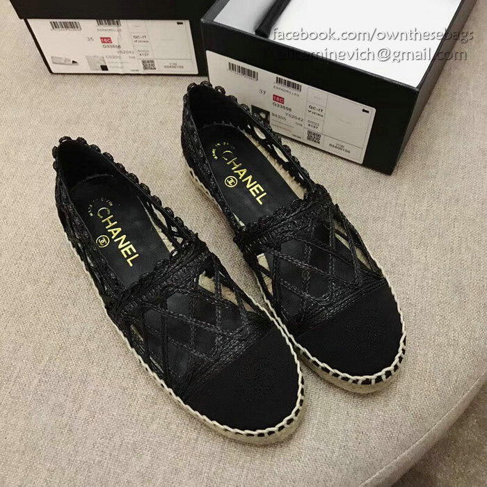 Chanel Fabric Espadrille Flat Black CH05081