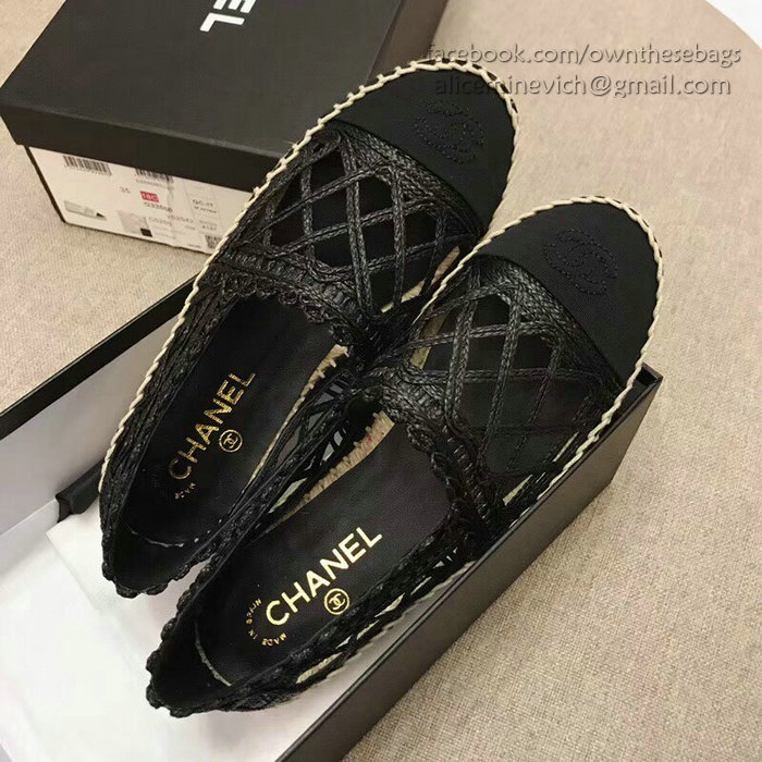 Chanel Fabric Espadrille Flat Black CH05081