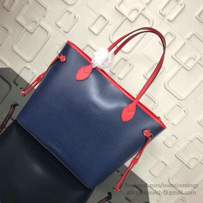 Louis Vuitton Epi Leather Neverfull MM Indigo Coquelicot M51485